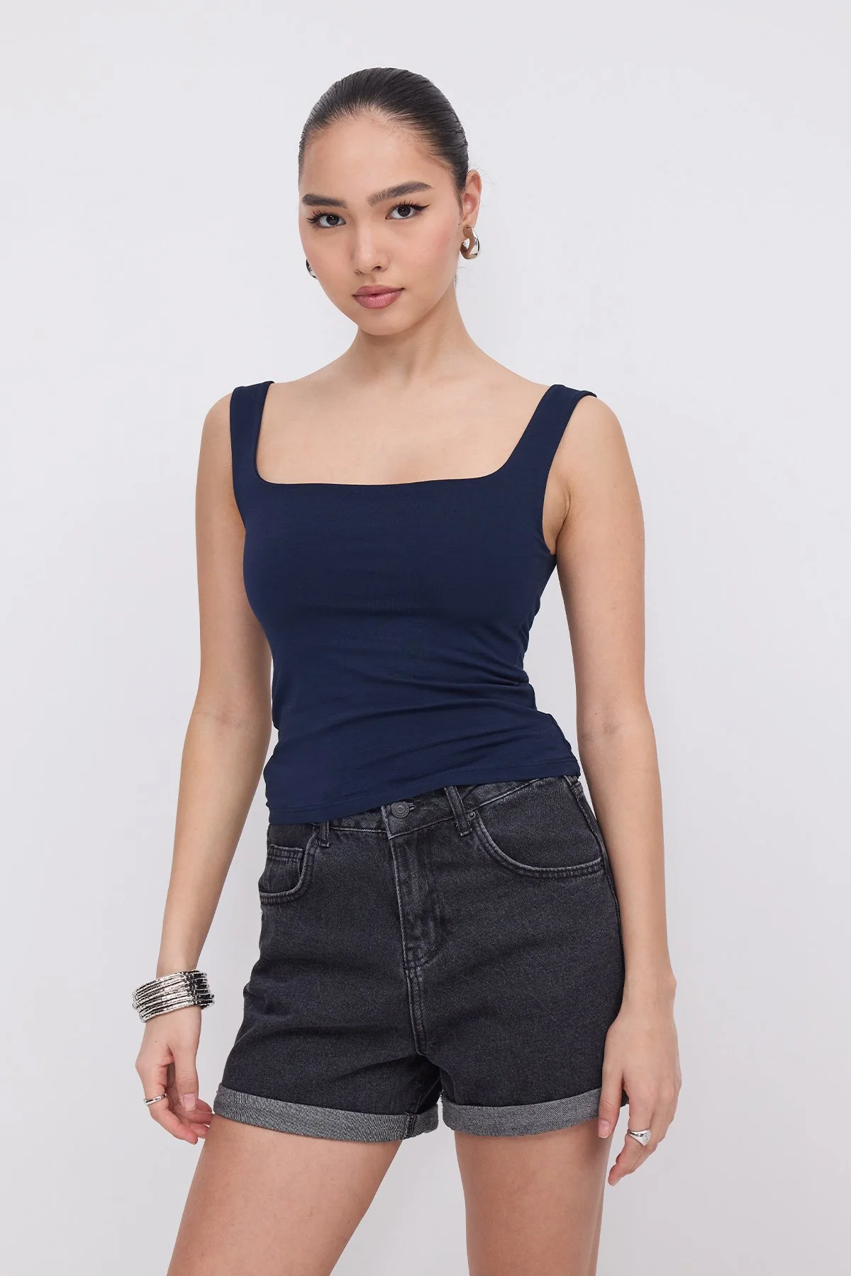 Wide-Strap Square Neck Tank Top - Image 52