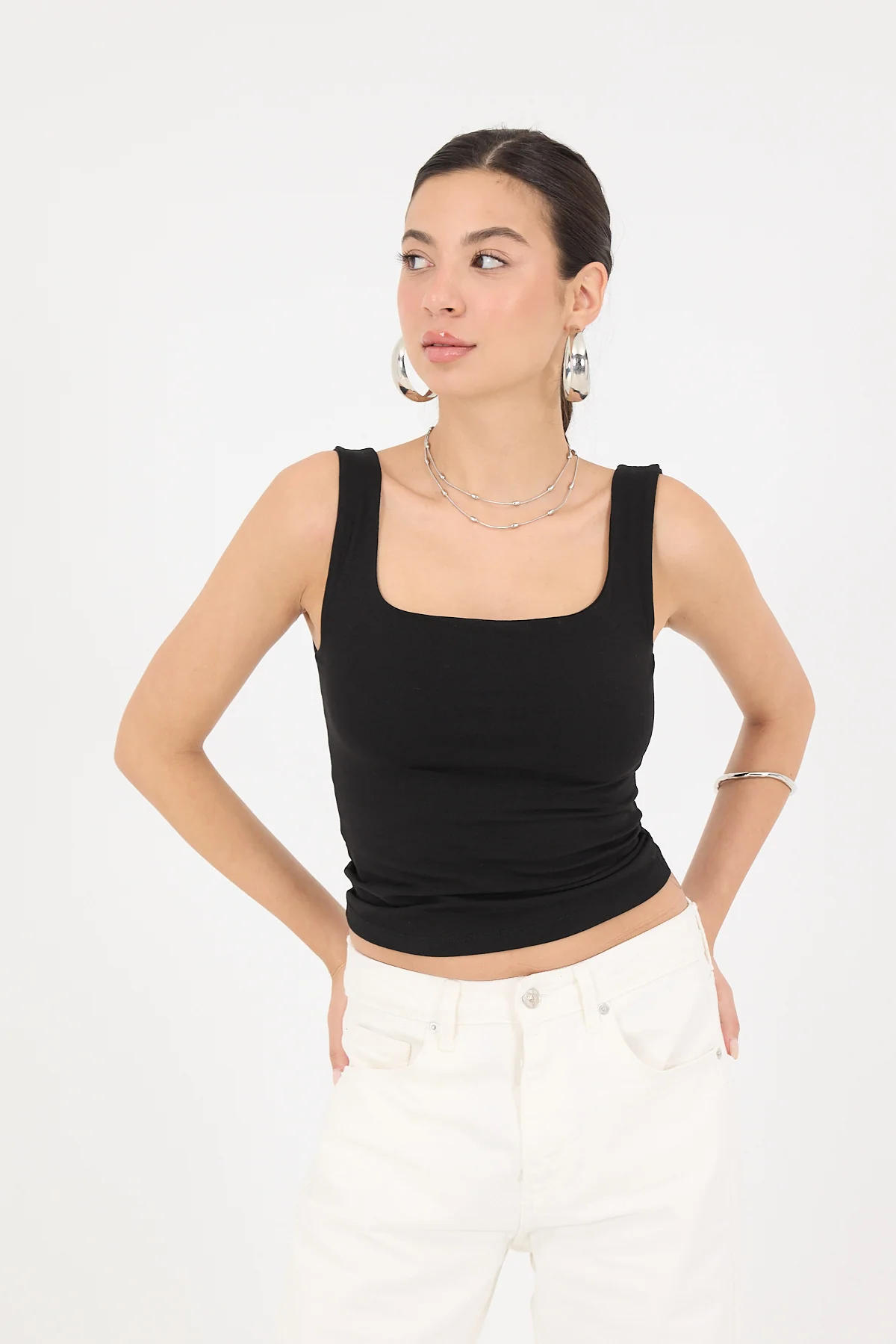 Wide-Strap Square Neck Tank Top - Image 58