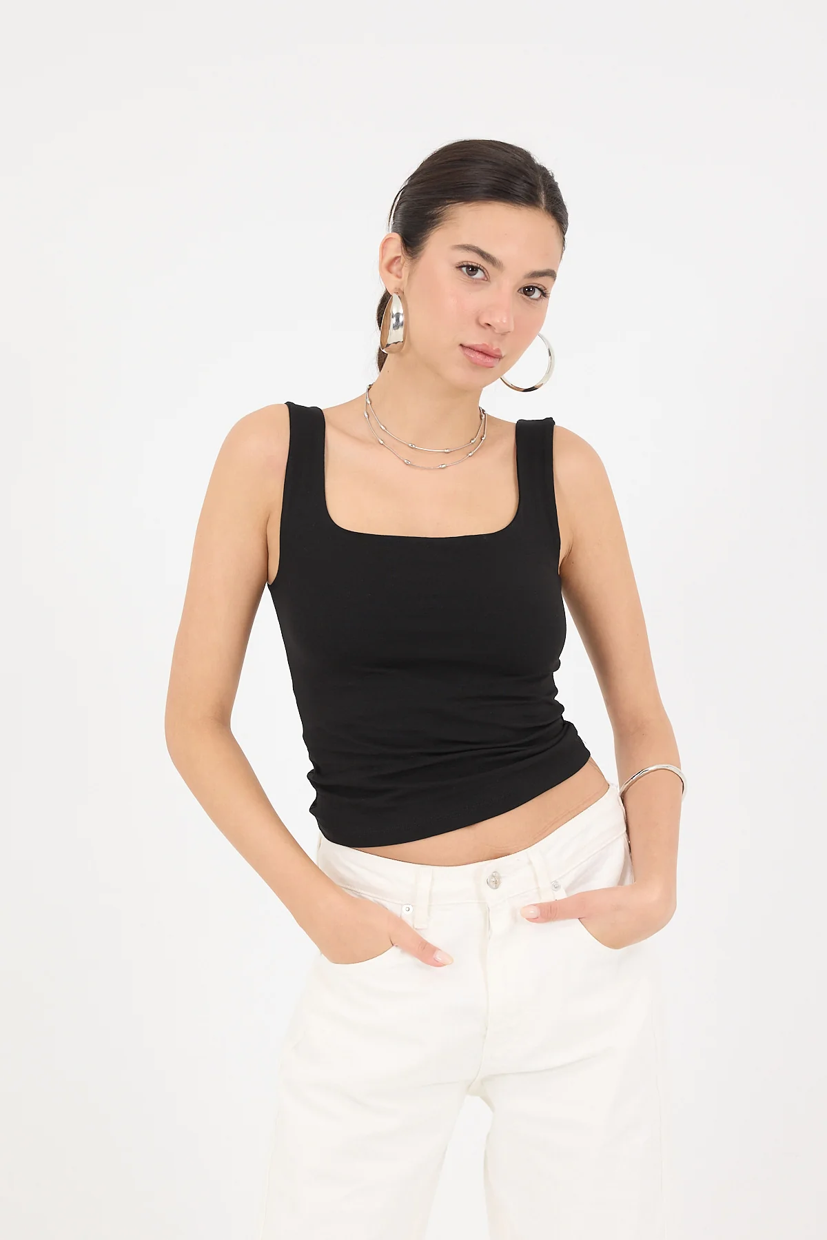 Wide-Strap Square Neck Tank Top - Image 59