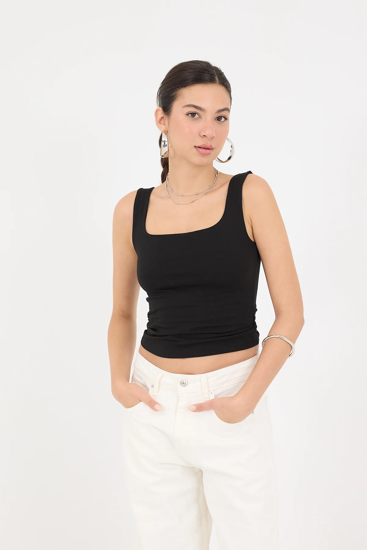 Wide-Strap Square Neck Tank Top - Image 62