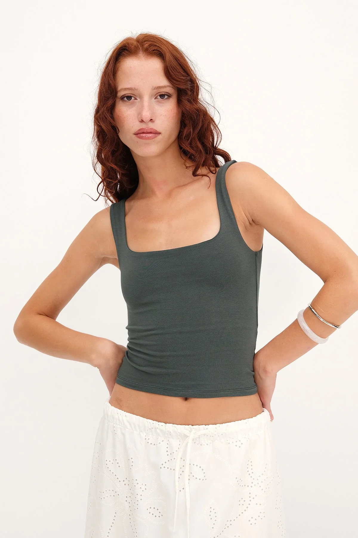 Wide-Strap Square Neck Tank Top - Image 81