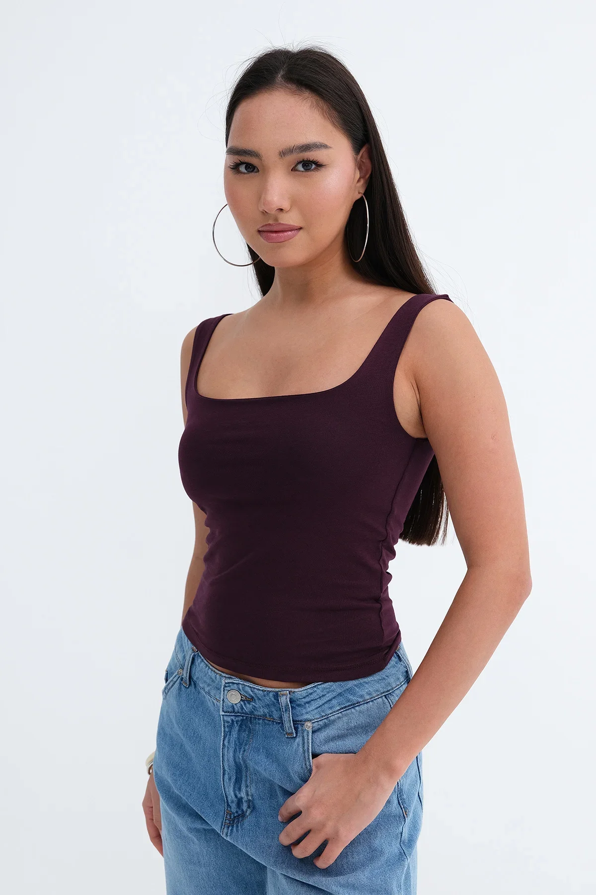 Wide-Strap Square Neck Tank Top - Image 90